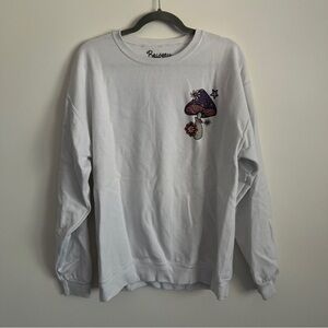 Bowery Supply Co Colorful Mushroom White Crewneck Sweatshirt-Women’s Size Medium